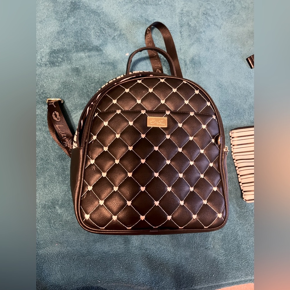 Betsey Johnson backpack and makeup bag